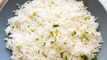 Basmati Rice · Plain steamed aromatic basmati rice.