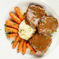 Braised Beef Short Rib · Slow roasted short ribs; served with truffle mashed potatoes & orange glazed baby carrots