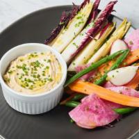 Heirloom Crudité · seasonal vegetables, French onion dip, olive oil, sea salt