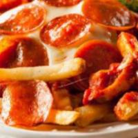 Pizza French Fries With Pepperoni · 