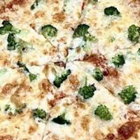 Bianco Pizza (Large) · Spinach, tomatoes, garlic, feta cheese, mozzarella cheese (no pizza sauce).