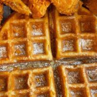 Chicken And  Waffle - 3 Wings · 3 Pc Crispy Whole Chicken Wings & our Classic Buttermilk Waffle
mandatory DC bag Charge incl...