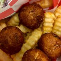 4 Crab Ball Special · 4 pieces deep fried jumbo lump Maryland crab balls served with hand cut french fries & 5 oz....