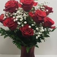 Dozen Red Roses  · (a dozen red roses, foliage, babies breaths, & fillers).