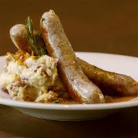 Bangers & Mash · Housemade british bangers, with our rich beef dripping gravy.