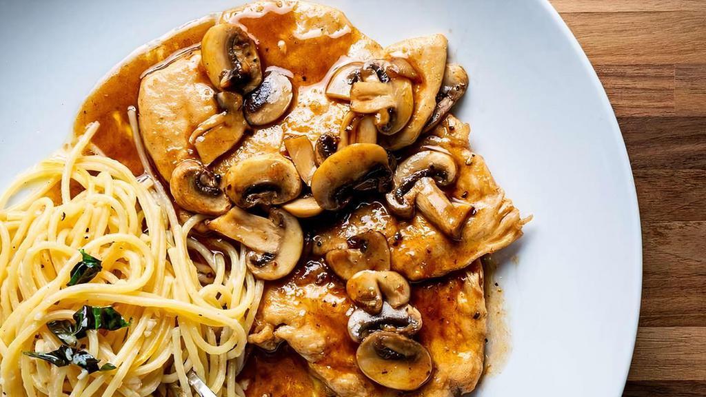Chicken Marsala · thinly pounded chicken tossed with our 