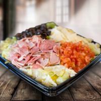 The Arrogant Italian Chopped Salad (Full) · Genoa salami, capacolla, prosciuttini, iceberg lettuce, basil, provolone cheese, tomatoes, b...