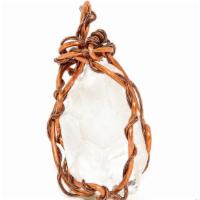 Large Quartz Crystal Pendant · Copper wrapped (natural stone may vary and comes with free chain).