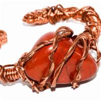 Red Jasper Cuff · Copper wrapped (natural stone may vary).