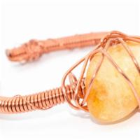 Citrine Cuff · Copper wrapped (natural stone may vary).