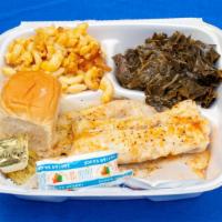 Baked Fish (Whiting) W/ Tarter Sauce Dinner · Entree includes 2 Sides and Roll & Butter