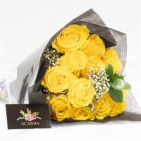 Bright Yellow Bouquet · Yellow rose (12 stems), Israeli ruscus and baby's-breath
