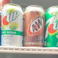 Can Soda · Coke, Diet Coke, Sprite, Canada Dry, Root Beer, 7 UP, Diet 7 Up
