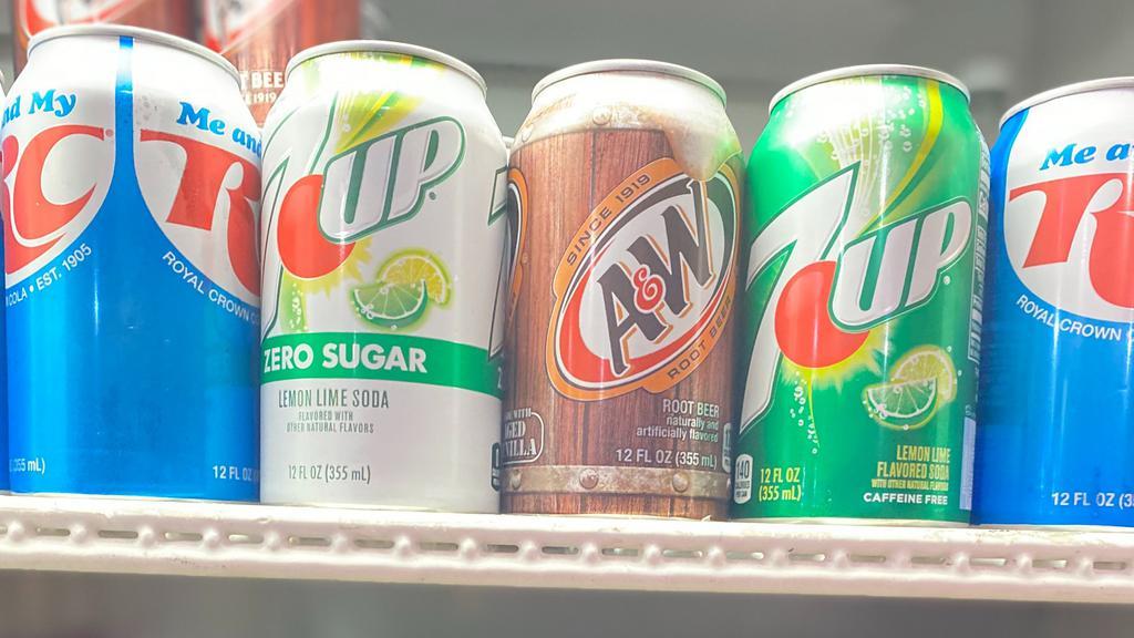 Can Soda · Coke, Diet Coke, Sprite, Canada Dry, Root Beer, 7 UP, Diet 7 Up