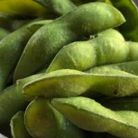 Edamame · Steamed soybeans garnished with sea salt.