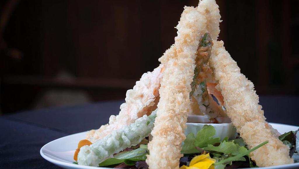 Chicken And Vegetable Tempura · Lightly battered and deep fried served with homemade tempura or sweet chili sauce.