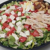 Continental Grilled Chicken Salad · Grilled chicken breast, crumpled feta cheese, cubed tomato, finely diced red onion, chopped ...