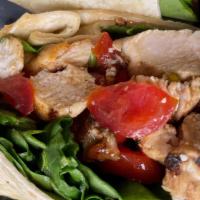 Manhattan Wrap · Breaded chicken, lettuce, tomato, roast red pepper, fresh mozzarella with honey mustard.