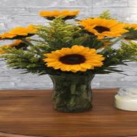 Dancing Sunflower · Long stemmed, happy sunflowers are the focus of this charming treasure.