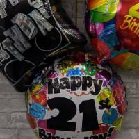 Happy 21St Birthday Balloon Bouquet Bb109 · Celebrate 21 years with a six balloon bouquet with weight.
LOCAL DELIVERY ONLY.
Styles may v...