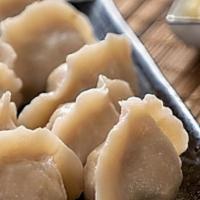Steamed Vegetable Wontons (12) · Stuffed with spinach, watercress, scallion and ginger. Choose Broth or Chili Soy Dipping Sau...