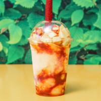 Chamoyada Frozen Mango Drink - Spicy 16 Oz. · 16oz- CHAMOYADA is a frozen mango drink with mango cubes on top,Chamoy,Tajin & Spicy tamarin...