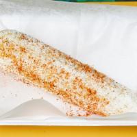 Elote Loco Picante (Spicy Crazy Cob) · spicy corn in the cob with mayo,cheese and spicy powder on top.- SPICY CORN IN A BOX 1 PER O...