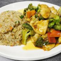 Broccoli Chicken · Stir-fried chicken sautéed with stir-fried broccoli and coated in a savory sauce. Serve with...