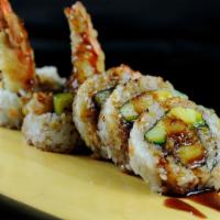 Shrimp Tempura Roll · Shrimp tempura, avocado, cucumber with  Eel sauce.