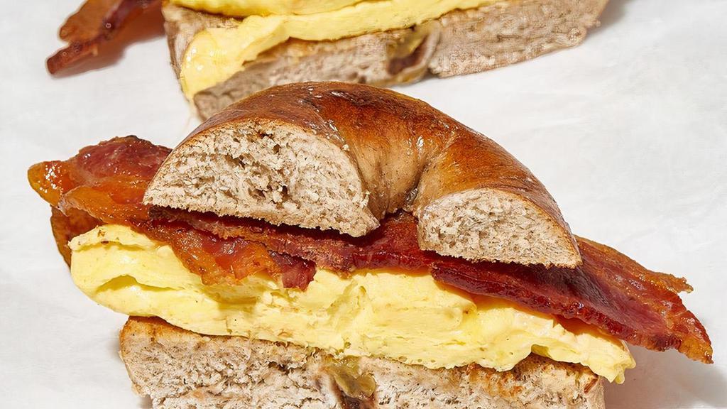Bacon & Egg Sandwich · Your Choice of Bagel. Eggs or Egg Whites. Smoked Bacon