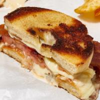 Grilled Cheese Sandwich · Your Choice of Bagel. Inside-Out Grilled. Provolone Cheese, Cooper Sharp Cheese, Smoked Baco...