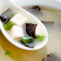 Miso Soup · Soybean paste soup with bean curd, scallion and seaweed.