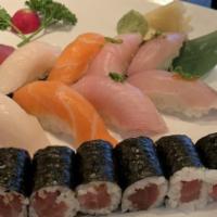 Nigiri Sushi Tuna · 10 pieces of tuna sushi and tuna roll.