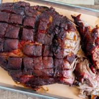 Pork Family Dinner · Feeds 5. 2 1/2lb Pulled Pork, 5 rolls, Slaw, and choice of 2 Sides.