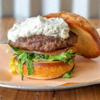 D&S Style · Philadelphia Burger Brawl 1st Place Winner blue cheese, bacon, & Vidalia onion spread.