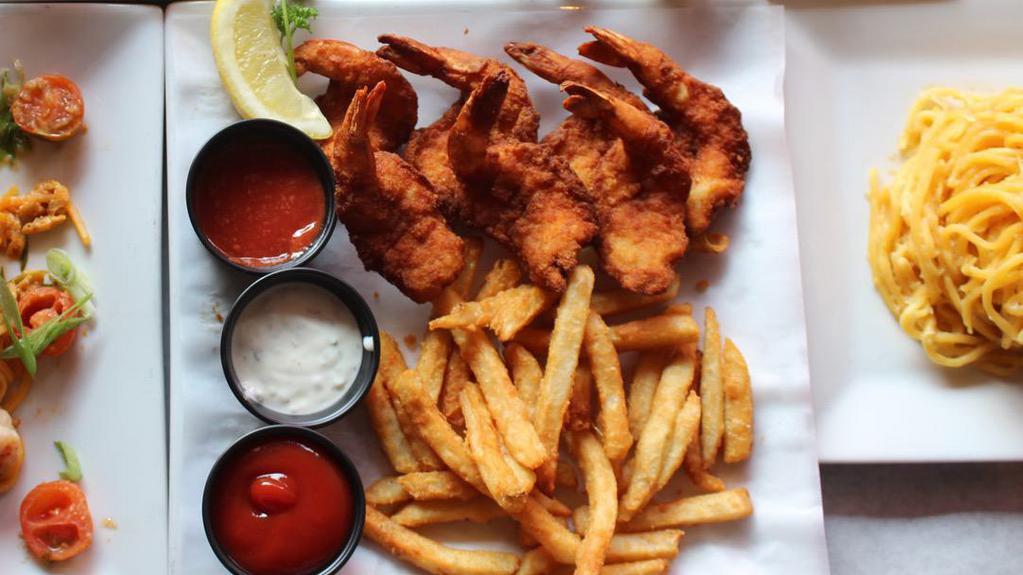 Fried Shrimp W/ Fries · 7 Pieces of Lightly Fried Shrimps. Accompanied with a small portion of French Fries!