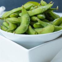 Edamame · Boiled soybeans in pod.