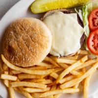 Cheese Burger Deluxe Cds · With Lettuce, Tomatoes, & Fries
