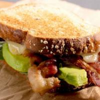 Avocado Bacon & 3 Cheese · Avocado, muenster, cheddar, & pepper jack cheese, bacon on white bread with 1000 island dres...