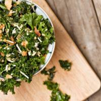 Kale Caesar Salad · Kale,Romaine, Organic Herbed Croutons, Grande shredded Parmesan cheese