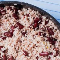 Rice & Peas · Long grained rice red kidney beans with authentic island seasons and butter steamed to perfe...