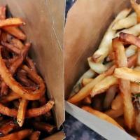 Hand Cut Fries · Hand cut Idaho Fries or Sweet Potato