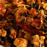 Spicy Garlic Fried Shrimp · Stir-fried with red pepper oil, garlic, ginger, and red pepper