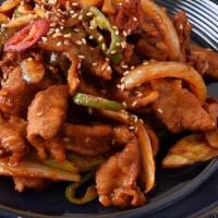 Daeji Bulgogi · Spicy marinated pork loin.