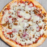 Meat Lovers Pizza (Small) · Pepperoni, ground beef, sausage and ham.