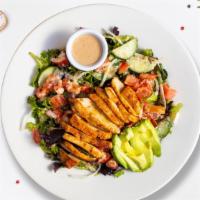 Constant Chicken Salad · Mixed greens, grilled chicken, tomato, onion, cucumber, olives, and avocado tossed with hous...