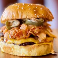 Kickin' Gee · Two all-beef smashed patties, American cheese, spicy kimchi, pickled jalapeños, and top-secr...