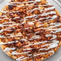 Bbq Chicken Deluxe · BBQ base, bacon, crispy bbq chicken and ranch  drizzle.