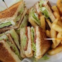 Blt Club Sandwich · Served with French fries.