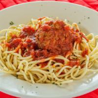 Kids Pasta With Meatball · Comes with two meatballs.